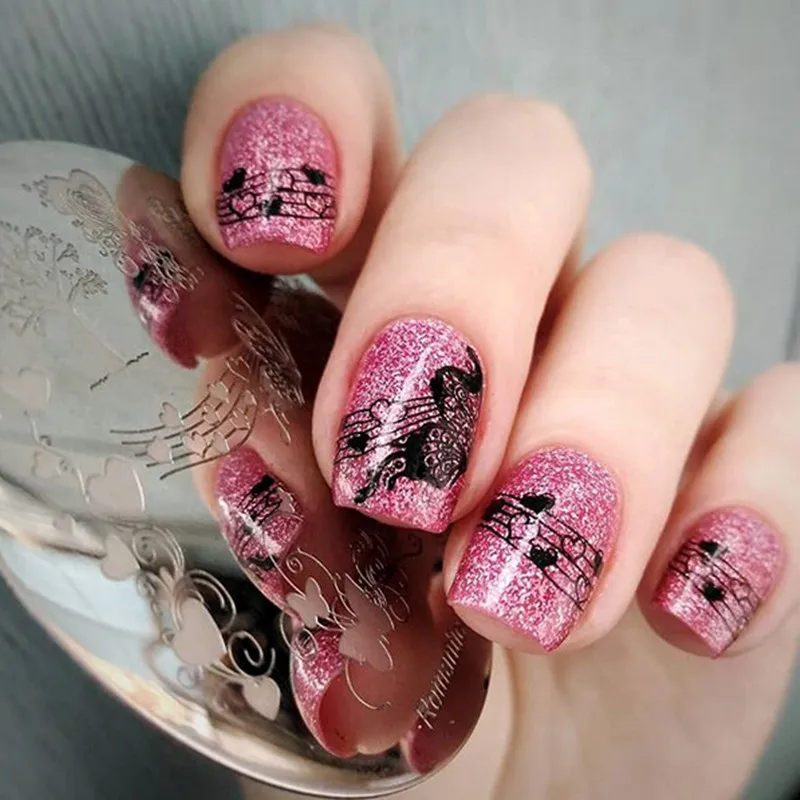 

NICOLE DIARY Stamping Plate Floral Tree Animal Nail Art Image Plate Round Retangle Lover Heart Stamp Template