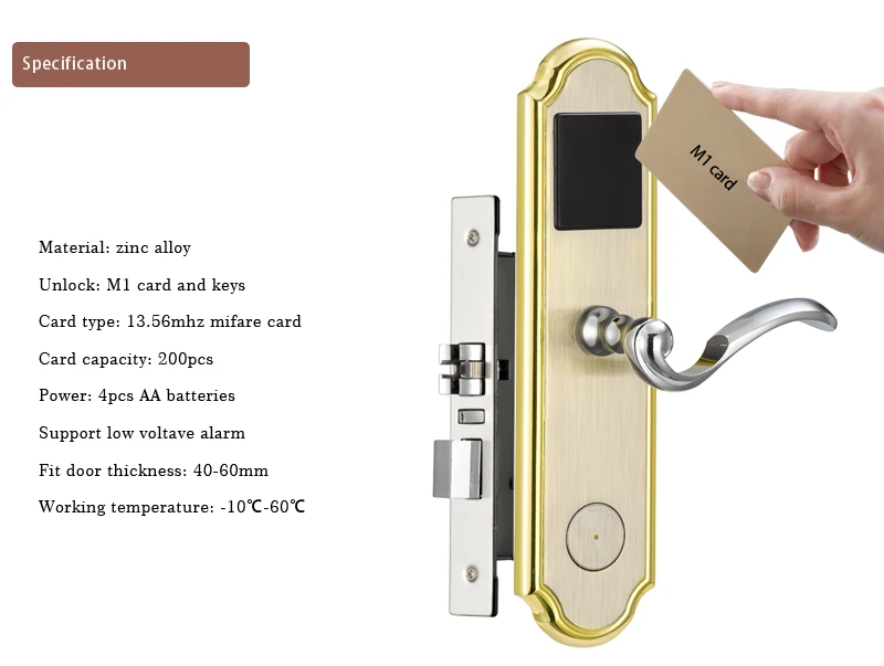 Золотой цвет RFID Блокировка дверей дома электронный ключ карты доступа Замки