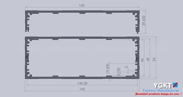 Фрезеровочный металлический корпус с ЧПУ на заказ 145*54*200/5 7 ''x 2 12'' x 3 15