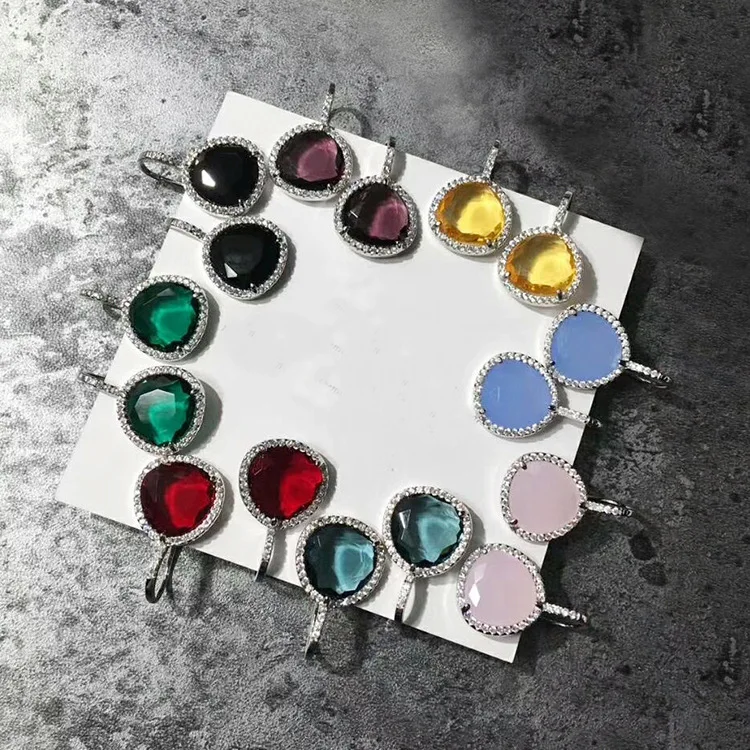 

High Quality Black Green Red Blue Purple Yellow color Crystal Silver Color Full Zircon Drop Earrings for Women Best Gift DJE003