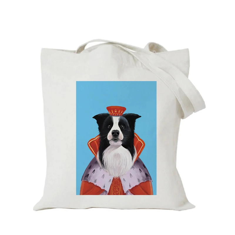 Origina kawaii canvas cartoon custom tote bag customize eco bags diy logo shopping bag with logo Dachshund Shepherd Dog Poodle (7)