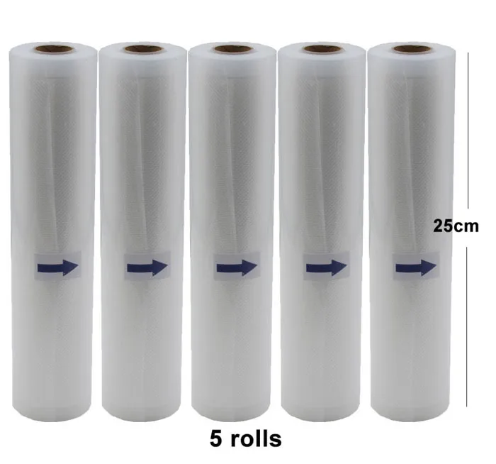 5 рулонов/лот Кухня Еда полиэтиленовой пленкой для хранения пакеты для вакуумного упаковщика, рулоны для вакуумной упаковки 12/15/20/25/28 см* 500 см