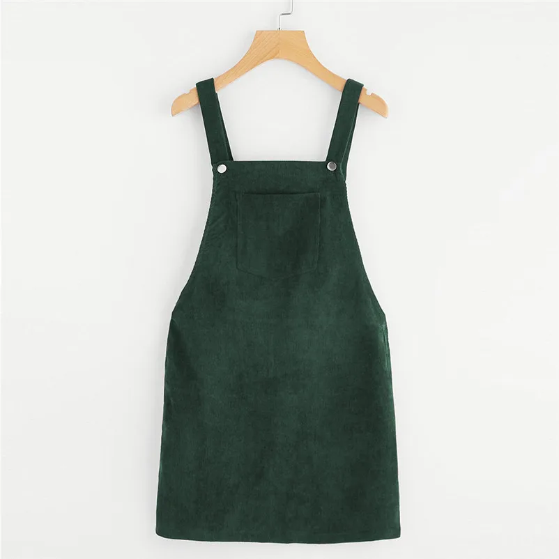 Fashion dress Autumn 2018 beach dress Women Ladies Winter Warm Pockets Sleeveless Shirt Mini Strap Dress robe femme O22#N (9)