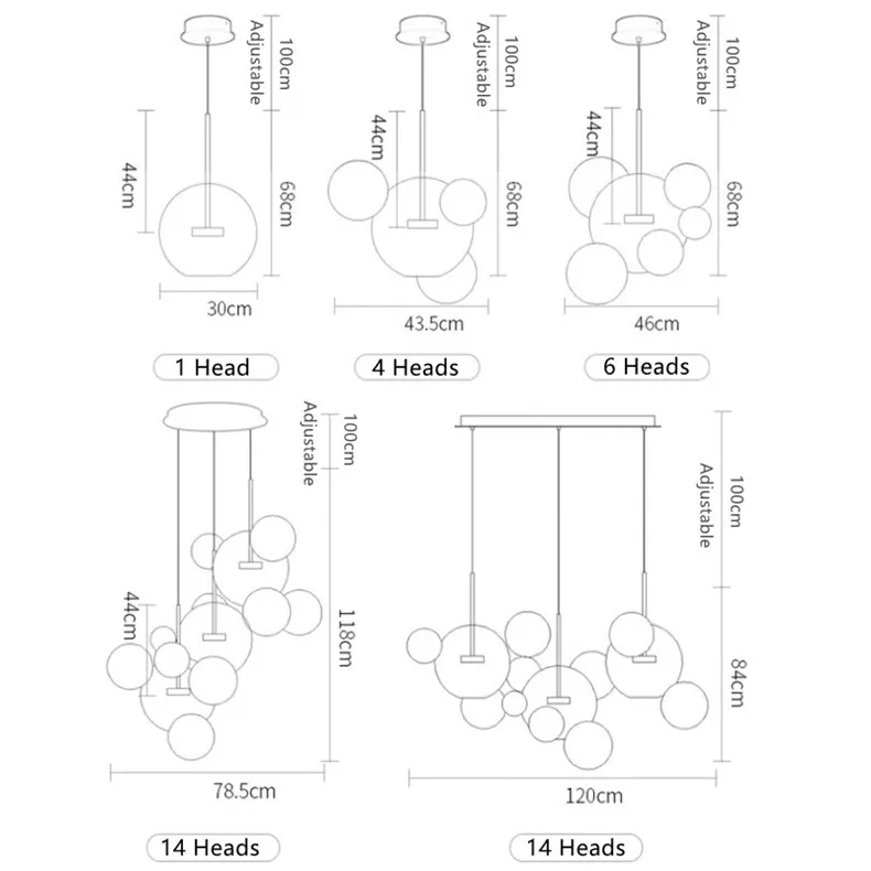 Скандинавские декоративные стеклянные пузырьки люстры светильники 90-260 в пост Современные светодиодные люстры для гостиной столовой