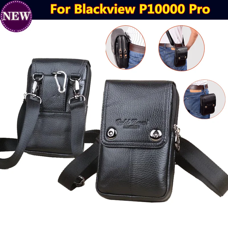 

Double Pockets Genuine Leather Pouch Belt Hook Loop Phone Case Cover For Blackview P10000 Pro belt bag Multi-function Fanny Pack