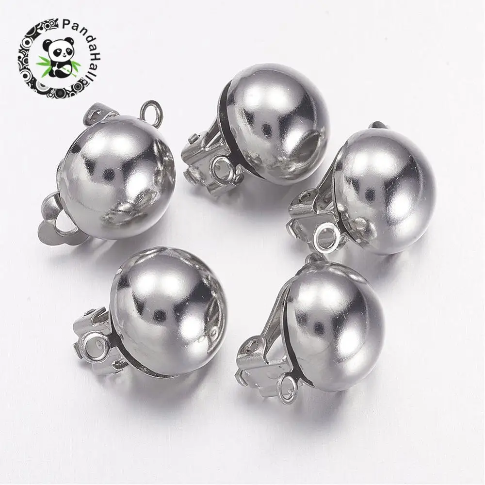 

Brass Clip-on Half Round Screwback Earring Findings DIY Jewelry Non-Pierced Stud Earrings for Women Platinum 20x13mm, Hole: 3mm