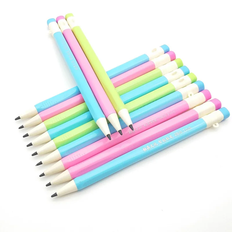 1Pcs Cute Colorful Mechanical Pencil 0.7mm Kawaii Mechanical Pencils Colored Barrels Plastic Automatic Pen For School Supplies 12 24 36 colors do not dirty hands plastic crayon plastic washable colored crayon erasable painting tools gift supplies