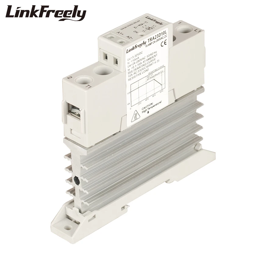 

TRA23D10L Intelligent Automation SSR Solid State Relay Din Rail DC AC 10A 24-280VAC Out 3V 5V 12V 24V 32VDC In Start Relay Board