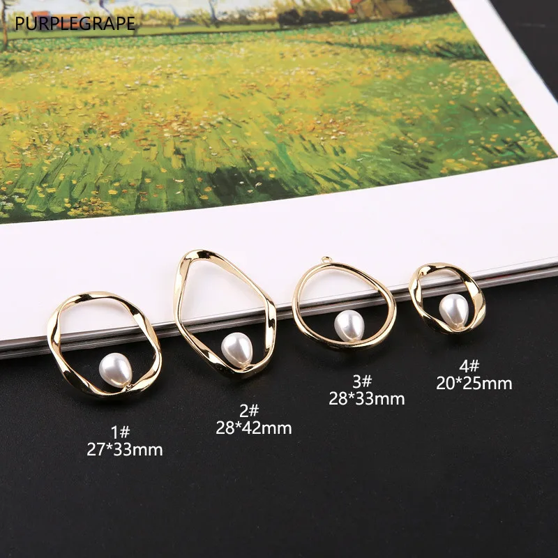 

DIY Earrings Jewelry Accessories Pendant Hand Made Material Personality Irregularity Wave Oval Embedded Pearl 6pcs