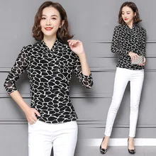 polka dot chiffon blouse flower print female long sleeved v-neck 2018 fashion black autumn Tops shirts women clothing 819C3 polka dot chiffon blouse flower print female long sleeved v-neck 2018 fashion black autumn Tops shirts women clothing 819C3