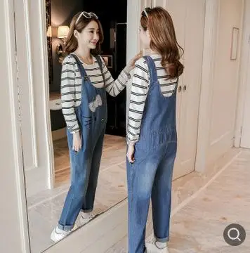 Denim Embroidery Loose Maternity Overalls 2019 Spring Autumn Maternity New Fashion Pregnancy Clothes for Pregnant Women QL7571