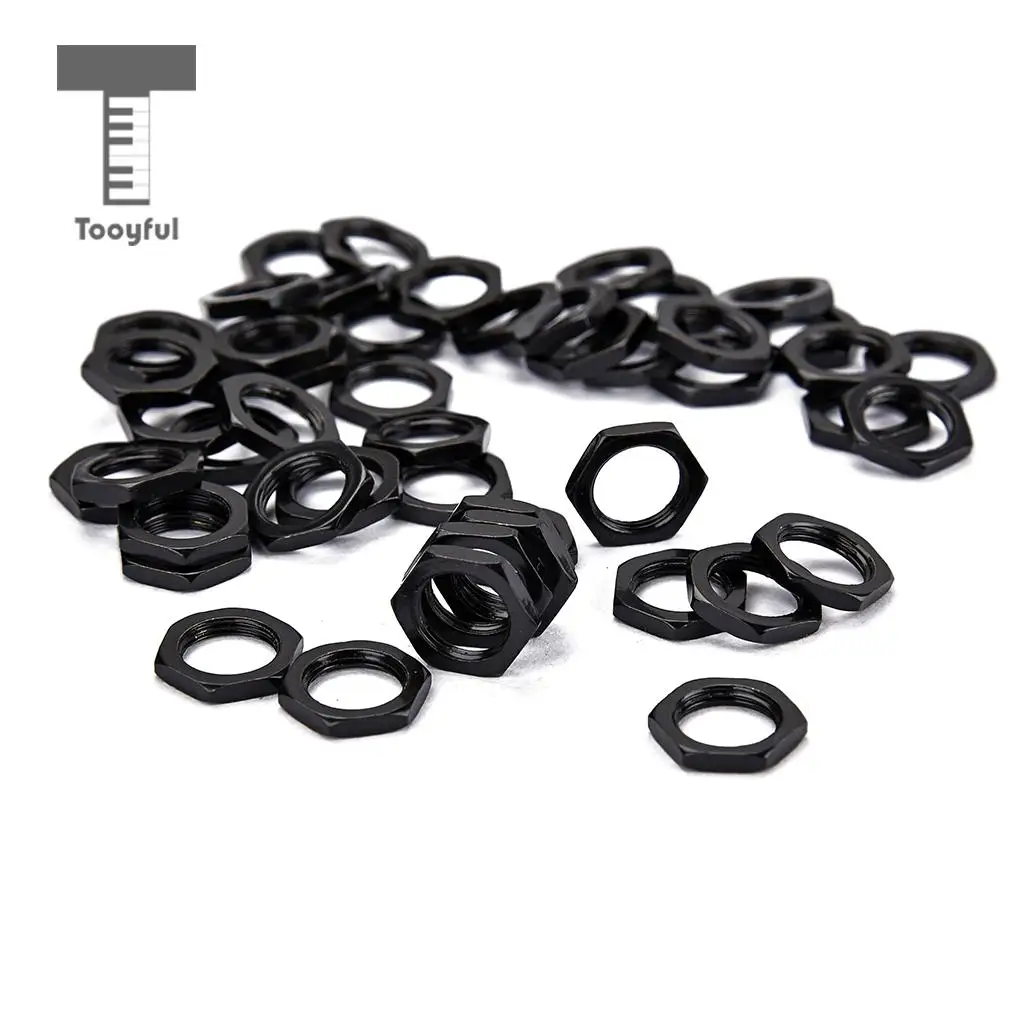 Tooyful 50 Pack Guitar Bass Jack Socket Nut Thin Nut for Guitar Parts Accessories 8mm Diameter