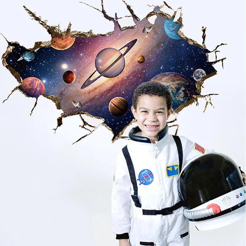 

DIY 3D Amazing Cosmos Outer Space Planet Wall Stickers For Kids Room Beatiful Galaxy Sticker Home Decor Gift For Children WS230