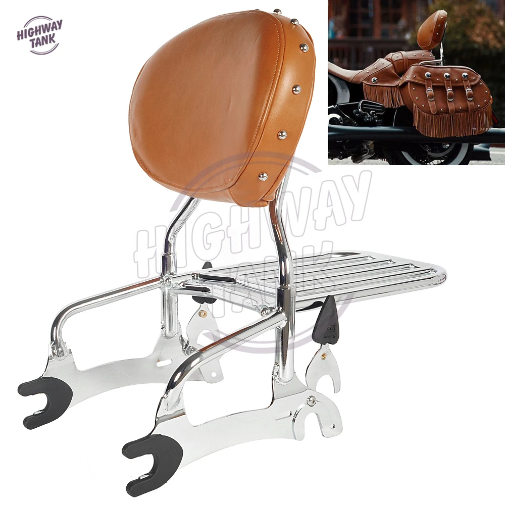 12" Motorcycle Backrest Sissy Bar With Luggage Rack case for Indian