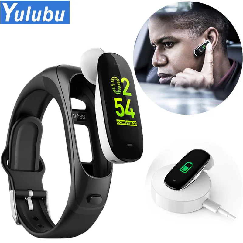 

Color LCD V08S Wristband Answer Call bluetooth Earphone Heart Rate Blood Pressure Waterproof Fitness tracker smart Bracelet V08