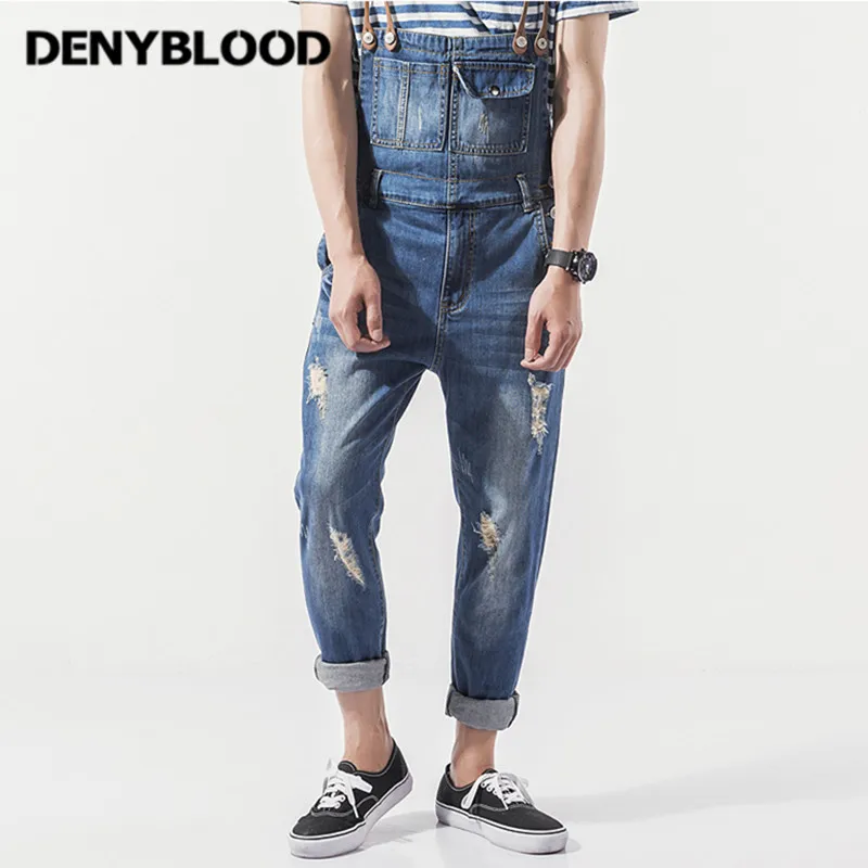 Мужские рваные джинсы Denyblood хлопковые джинсовые комбинезоны с потертостями
