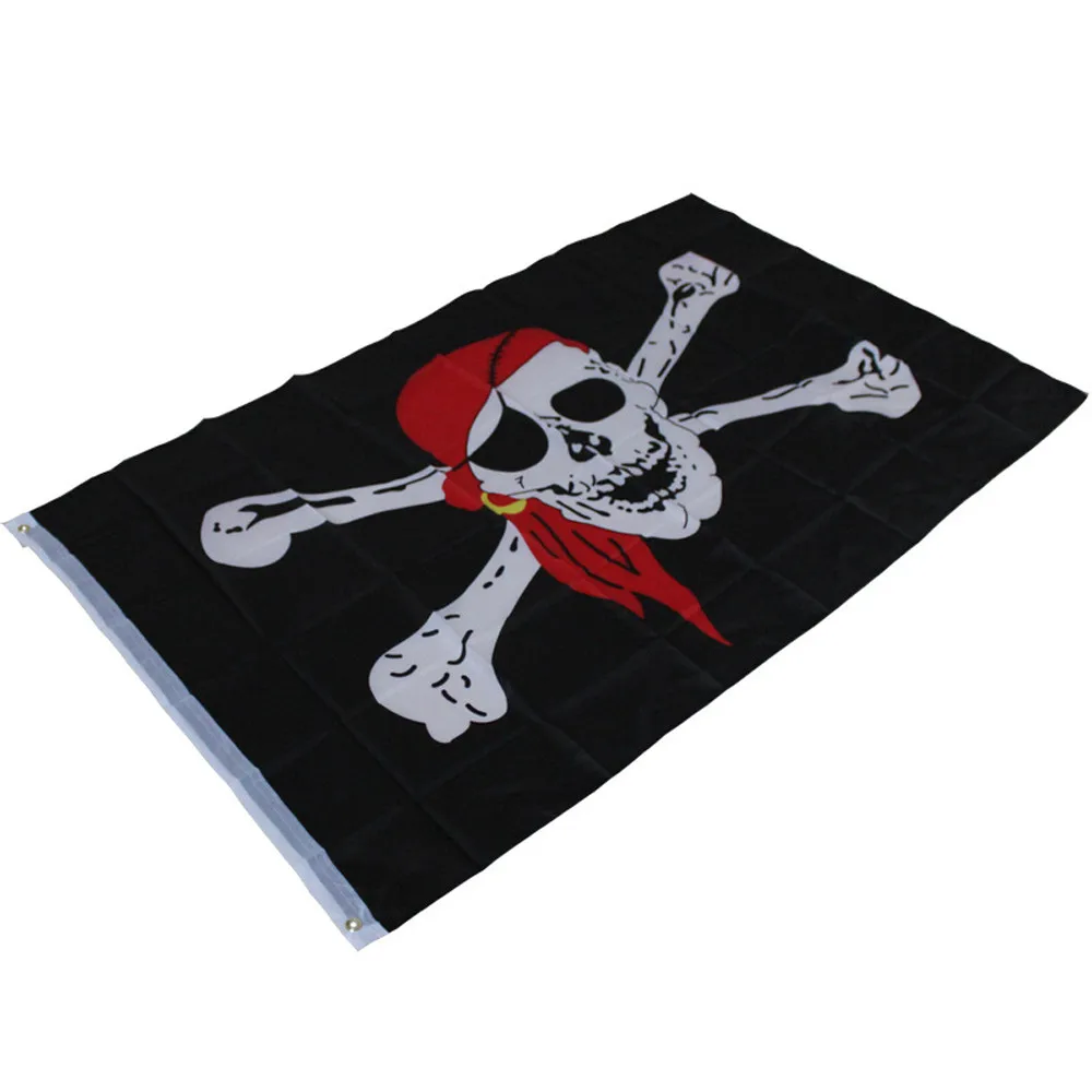 Пиратский флаг 3х5 футов бязь флаг balloween веселого Роджера черепами флагом полиэстеровый баннер флажки для домашнего декора 90*150 см