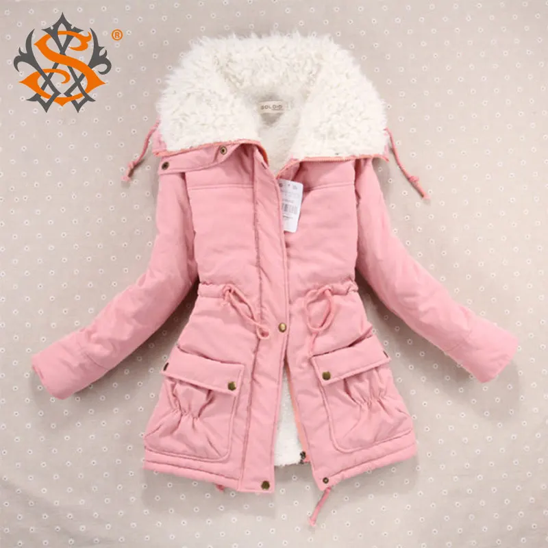 New 2016 Winter Coat Women Slim Plus Size Outwear Medium-Long Wadded Jacket Thick Hooded Cotton Wadded Warm  Cotton Parkas