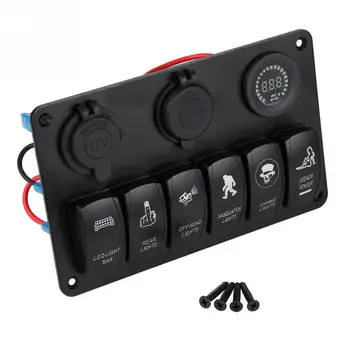 

12V-24V 6 Gang Rocker Switch Panel Circuit Breaker for Car Caravan Marine Boat RV Car Accessories