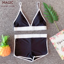 Новое поступление женские спортивные купальники бикини треугольник Топ+ боксеры пуш-ап пляжный бюстгальтер с подкладкой купальник женский купальный костюм Пляжная одежда