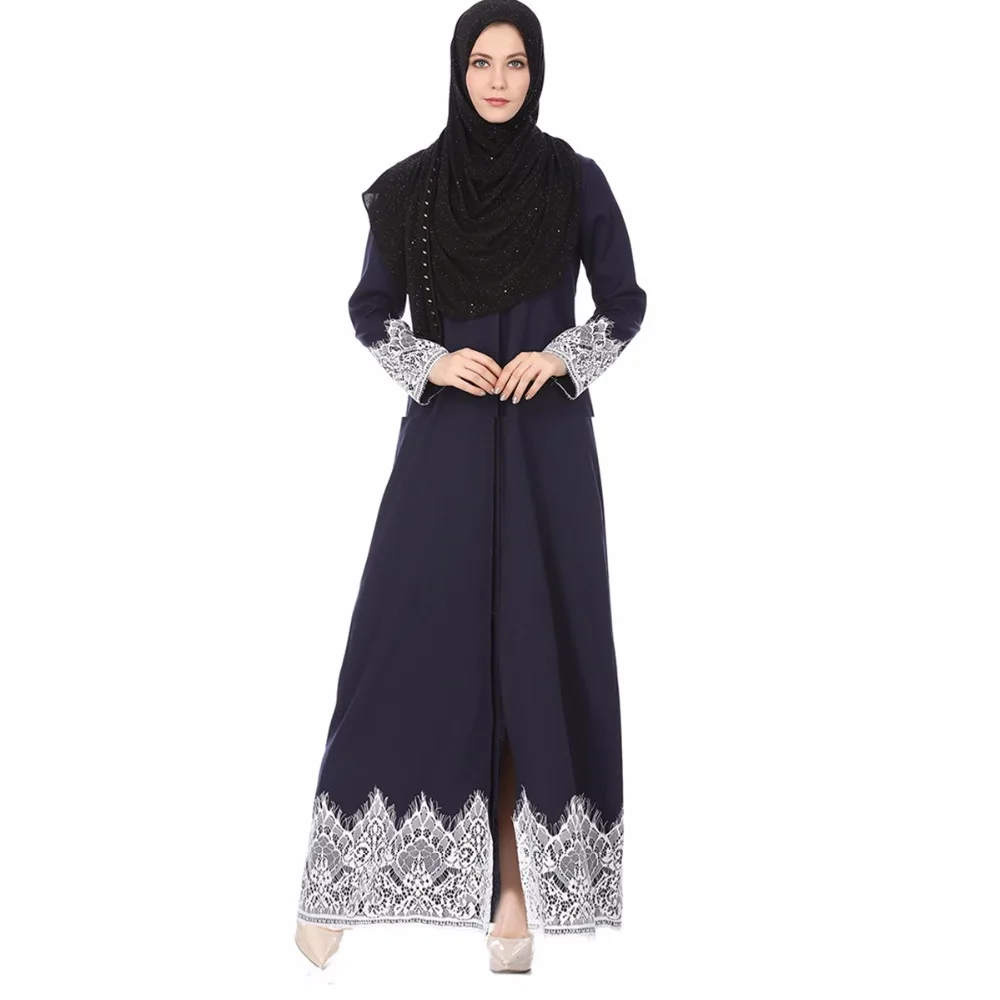 Мусульманское новейшие модные кружева мусульманская одежда Турецкая абайа однобортный фасон стиль рубашки Исламская одежда арабских