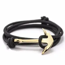 Meajoe Trendy Quality Silver Alloy Anchor Bracelet Charm Multilayer Leather Friendship Bracelets for Women & Men Jewelry Gift