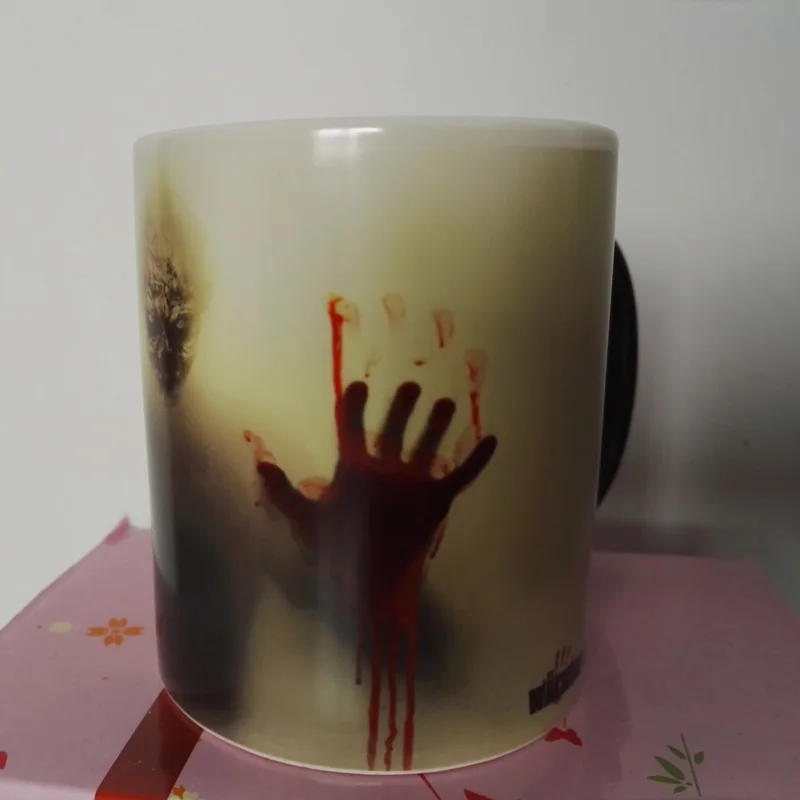 Новейший дизайн зомби изменение цвета кофейная кружка Тепло сенсивная Волшебная чайная чашка кружки Ходячие мертвецы кровавые руки подарок