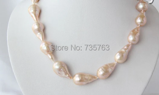 

xiuli 001405 big 26MM baroque pink keshi reborn freshwater cultured pearl necklace