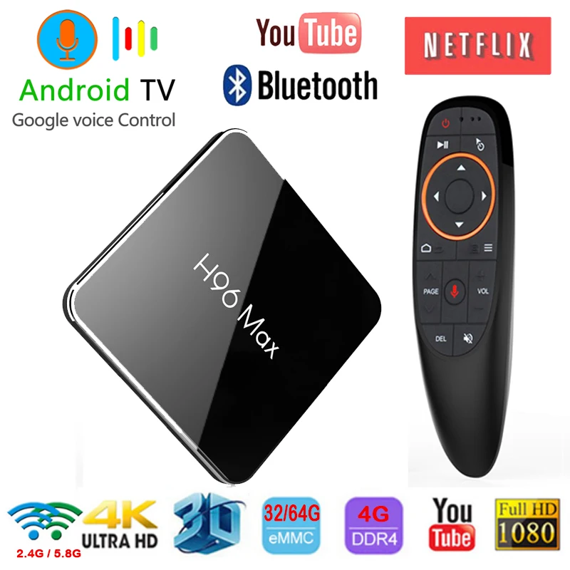 

H96 max X2 Android 8.1 TV BOX Amlogic S905X2 4GB 32G 64GB Google Voice Control 2.4G+5.8G Wifi Bluetooth h96 4K 3D Set top box