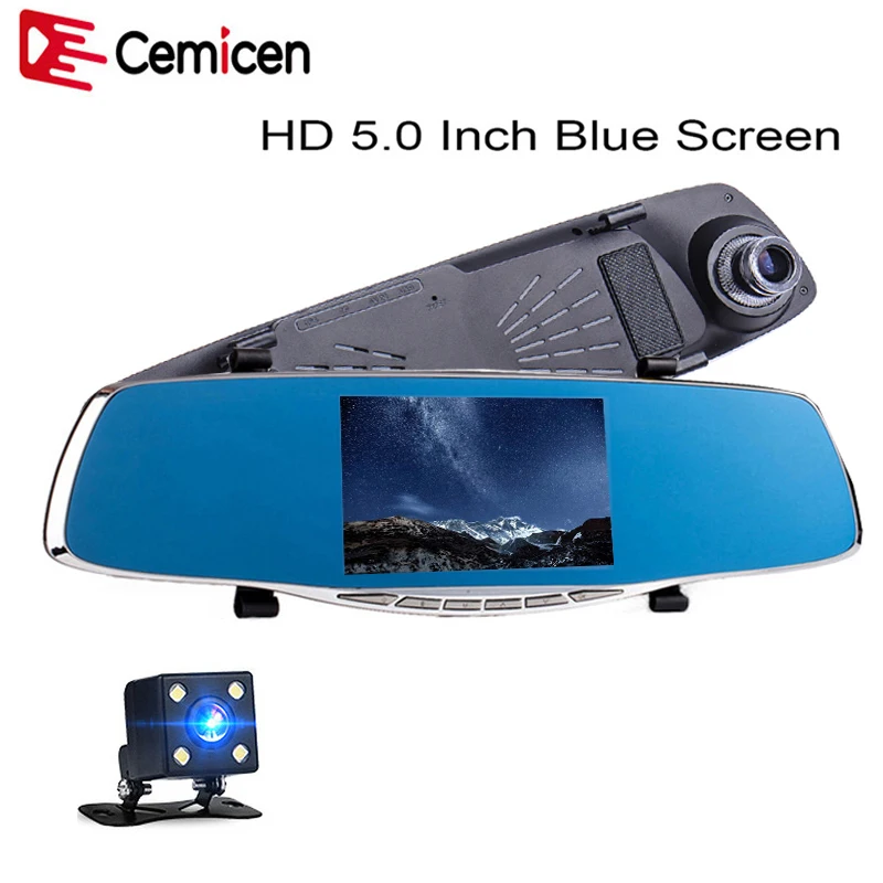 Cemicen Full HD 1080P видеорегистратор 4 3 дюйма зеркало заднего вида цифровой с двойным