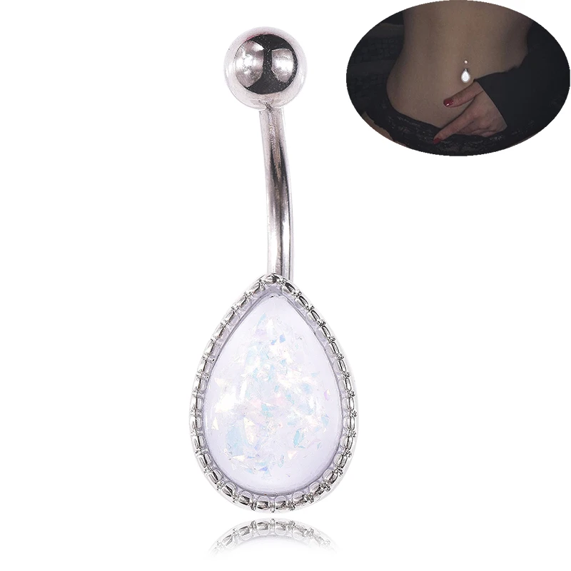 

LASPERAL Sexy Women Color Navel Piercing Belly Button Body Jewelry Crystal Zircon Rhinestones Water drop Body Ring Jewelry