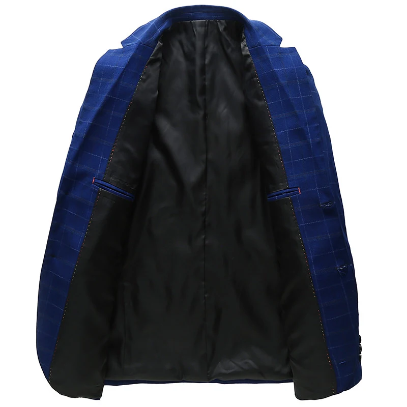2019 High Quality Men'S Business Casual Single-Breasted Suits Men'S Simple Fashion Trend Wild Lattice Single West