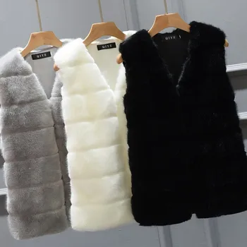

Fashion Women Artificial Fur Vest 2018 Winter Autumn Soft Warm Sleeveless Outwear Coat Plus Size xxxxl Casual Coats Manteau