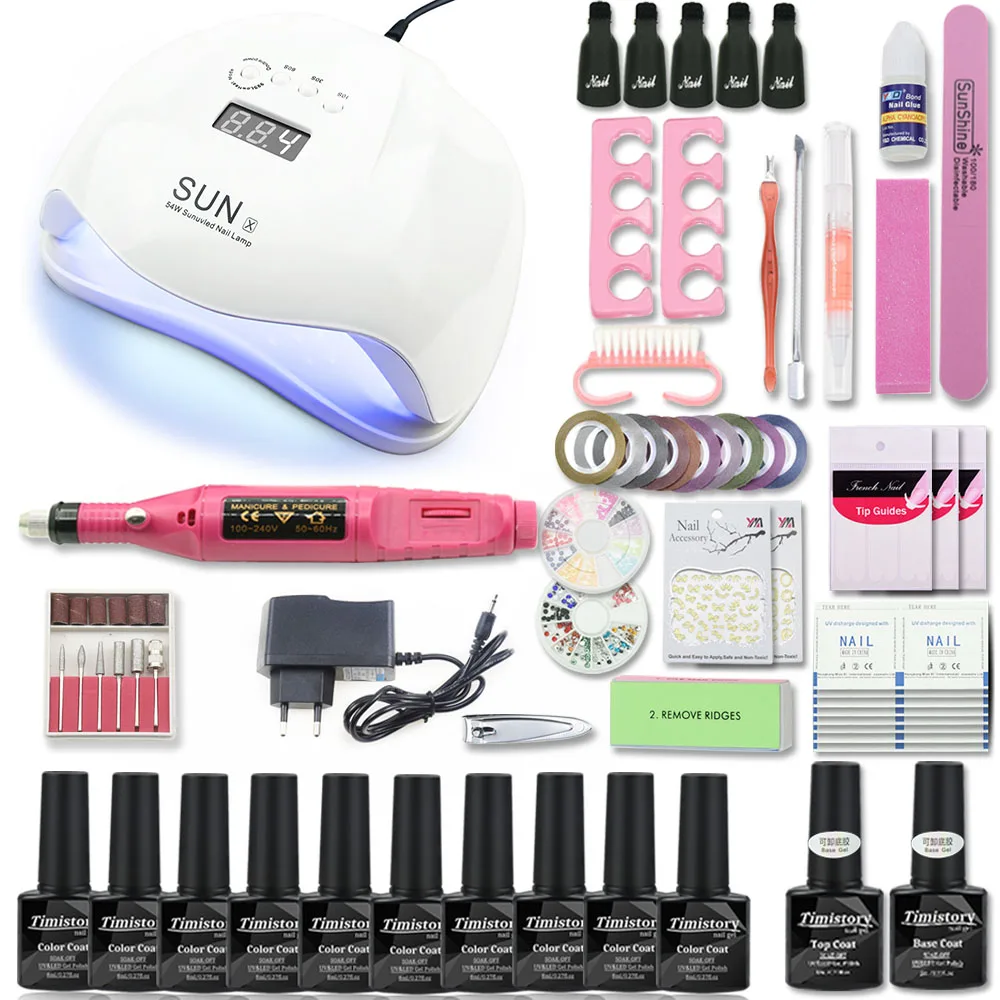

Manicure Set For Nail Kit 54/36WUV Lamp for Nail Set with Nail Drill Machine 10pcs Nail Gel Polish Soak Off Manicure Tool Kit