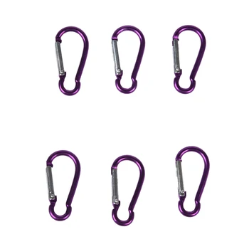 

Brand New Aluminum Carabiner Camp Snap Hook Keychain Hiking - Purple x 6