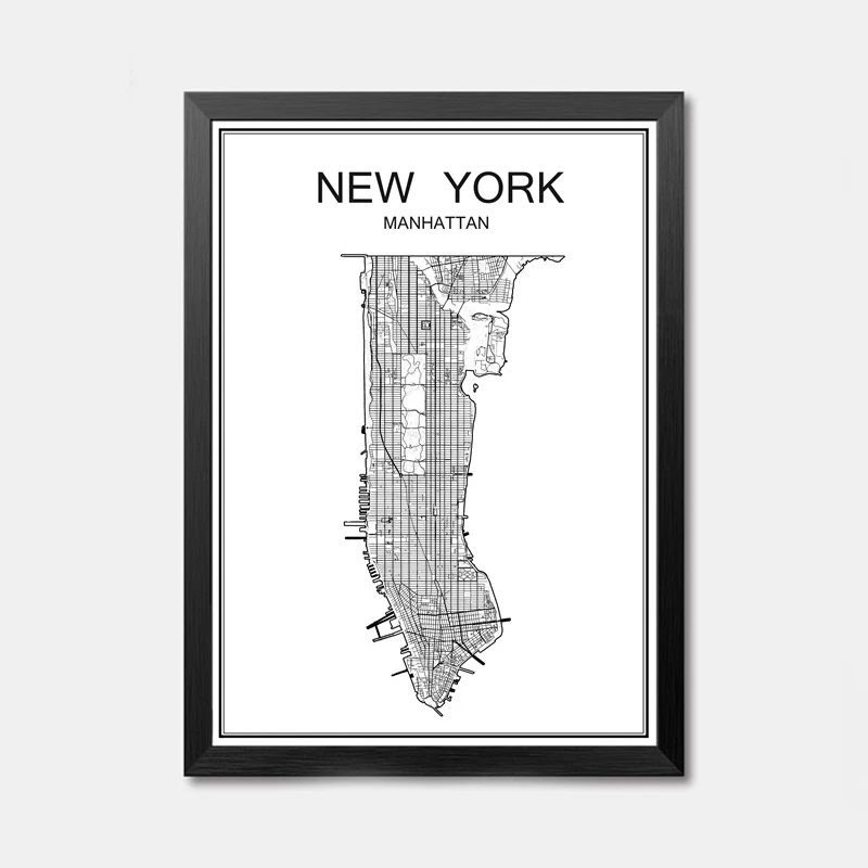 Карта всемирно известных городов абстрактное плакат искусство крафт-бумажный постер для бара/Кафе Ретро Эскиз художественное оформление роспись Наклейка на стену 42x30 см - Цвет: NEW YORK