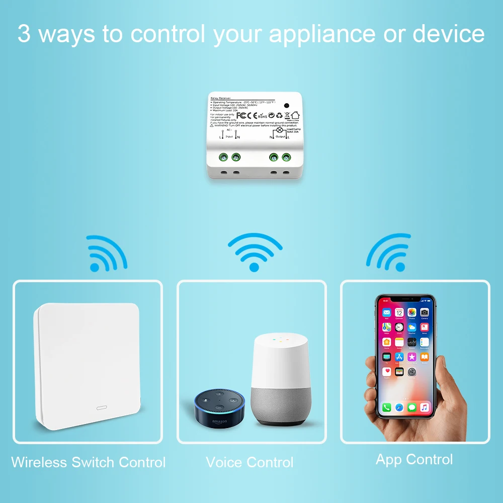 Tuya Smart Life WiFi переключатель с RF Kinetic автономный пульт дистанционного управления беспроводной переключатель, Alexa Echo Google Home Голосовое управление