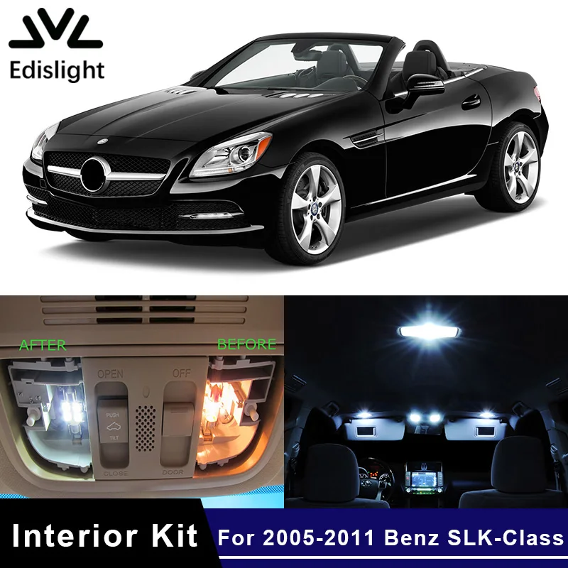 Edislight 17Pcs Canbus LED Lamp Car Bulbs Interior Package Kit For 2005-2011 Mercedes Benz SLK-Class R171 Map Dome Plate Light | Автомобили