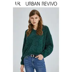 UR2018 весна/лето новые женские v-образным вырезом Элегантный knitwearWG05R9BF2000