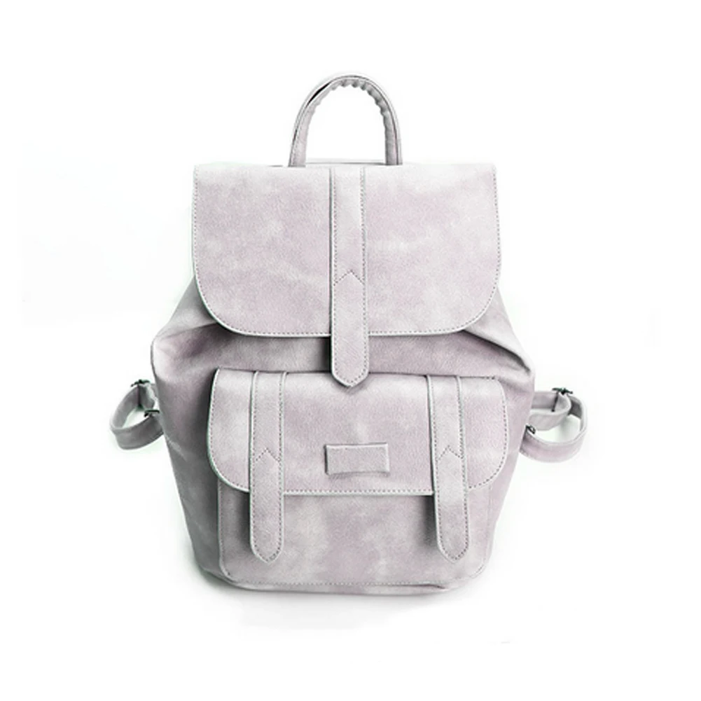 

New Fashion Women Fashion Solid Vintage PU Leather Backpack Student School Bag