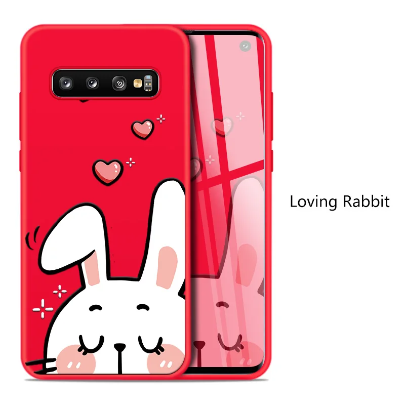 Loving Rabbit Милый чехол с котом и собакой для samsung Galaxy S10, чехол с 3D рельефным животным, силиконовый бампер для Galaxy S8, S9 Plus, S10e, Note 8, 9, J8, чехол - Цвет: Loving Rabbit