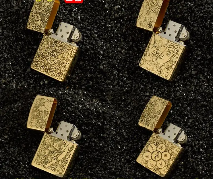 

custom series 902 a former copper shell white steel five surface laser deep engraving machine carved kerosene lighter