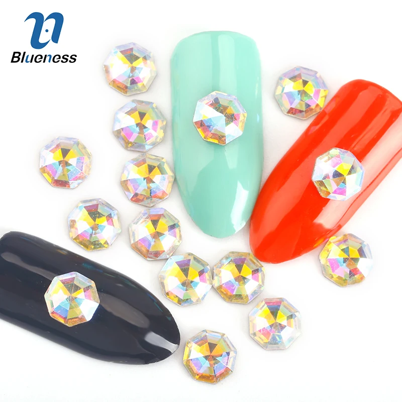 

Blueness 10Pcs/Lot Octagon Design Manicure Nail Art Decorations Supplies Rhinestones Glasses Studs DIY Glitter Accessories PJ690