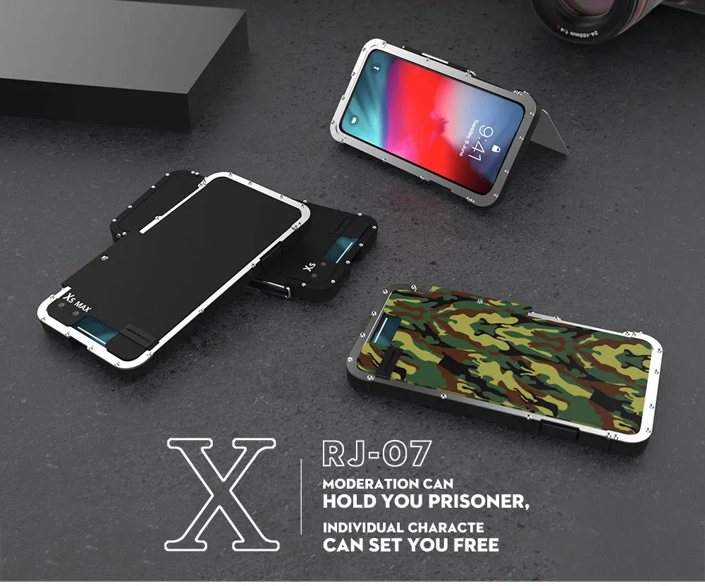 Металлический флип-чехол R-just из нержавеющей стали для iphone 11 XS MAX XR противоударный чехол для iphone 8plus 7 6s 6s Plus Роскошный Металлический Чехол