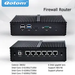 Qotom Мини ПК 6 LAN брандмауэр сервер маршрутизатора промышленные микро ПК celeron core i3 i5 i7 AES-NI безвентиляторный pfsense Мини компьютер
