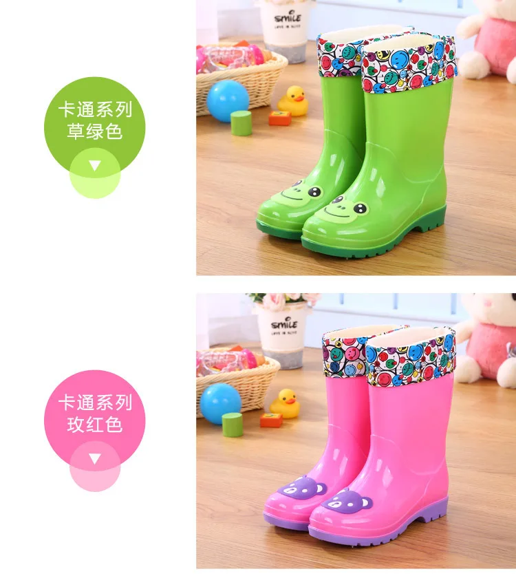 Children's rain shoes 3-12 years old non-slip high tube waterproof shoes plus velvet rain boots in the kids student rubber shoes