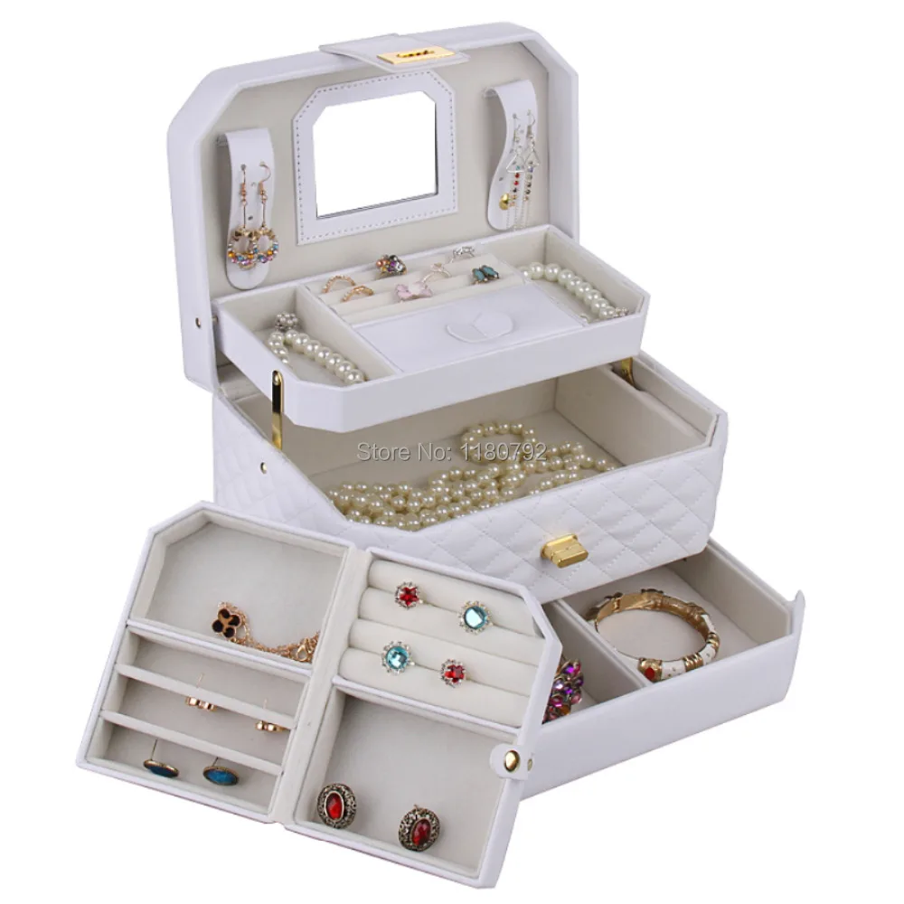 [ROWLING] Luxurious White Multifunctional PU Leather Jewelry Boxes/Case