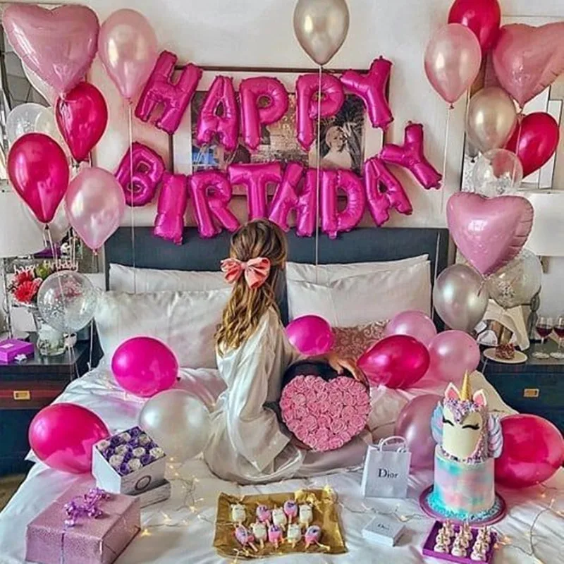 Воздушный шар STARLZMU с надписью HAPPY BIRTHDAY из розовой фольги 16 дюймов украшение для