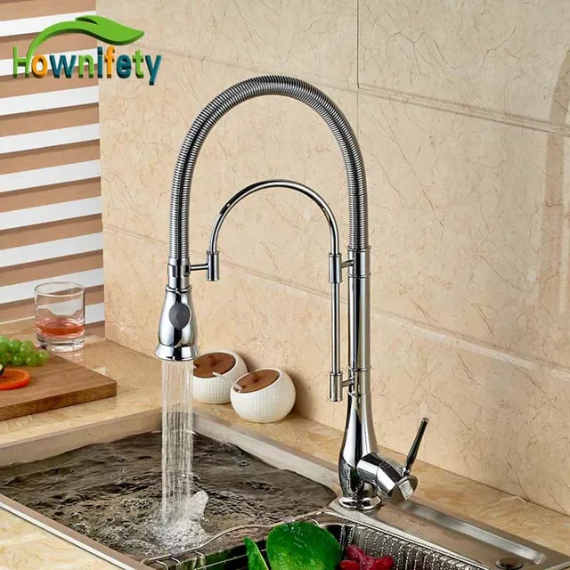 Cheap Luxury Chrome Finish Kitchen Faucet Swivel Spout Tap Deck Mounted Single Handle Mixer KItchen Tap