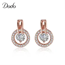 Маленькие круглые серьги цвета розового золота с австрийским кубическим цирконием ААА для свадебной вечеринки, Ювелирные Серьги brincos femin E166